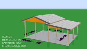 Complete Open Pole Barn Kit - 16' X 20' Post-frame Building - Carport, Boat Storage, Pavillion