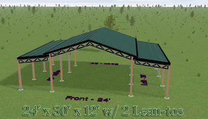 Complete Open Pole Barn Kit - 24' X 30' - Pavillion, Carport, Picnic Cover, Boat Cover, Storage