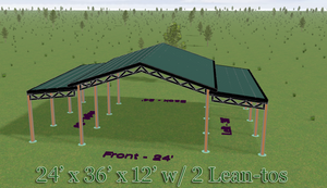 Complete Open Pole Barn Kit - 24' X 36' - Pole Barn, Gazebo, Pavillion, Boat Storage, Carport