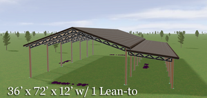 Complete Open Pole Barn Kit - 36' X 72' - Carport, Storage, Post-frame Building
