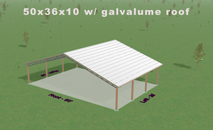 Open image in slideshow, Complete Open Pole Barn Kit - 50&#39; X 36&#39; - RV Storage, Pavillion, Boat Storage

