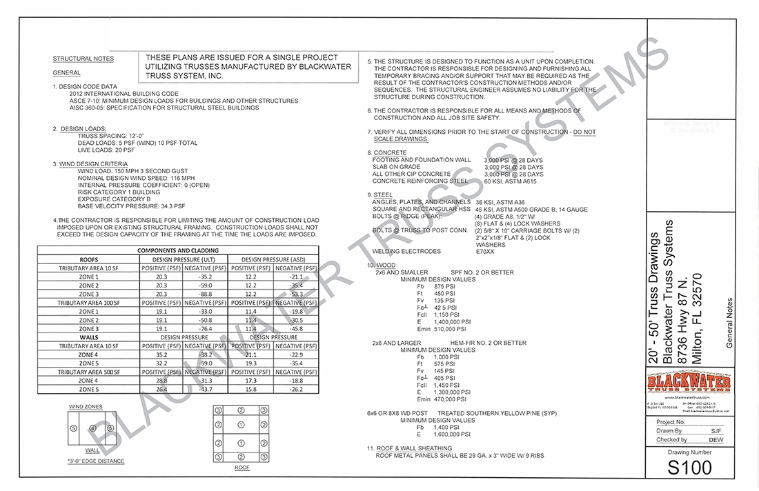 ENGINEERED PLANS - ENCLOSED AND PARTIALLY- ENCLOSED POLE BARNS