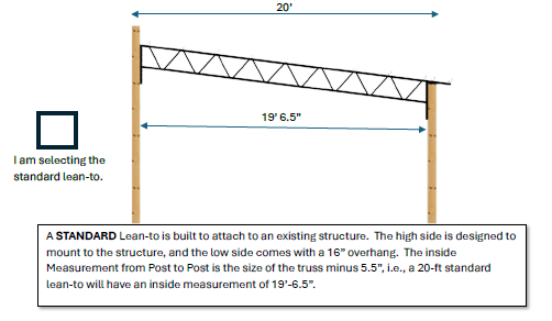 Steel Trusses - Metal Trusses - 1.5 inch X 1.5 inch Square Tube Steel Lean-To or Monoslope Trusses