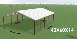 Open image in slideshow, 40X60X14 OPEN POLE BARN WITH GALVALUME ROOF
