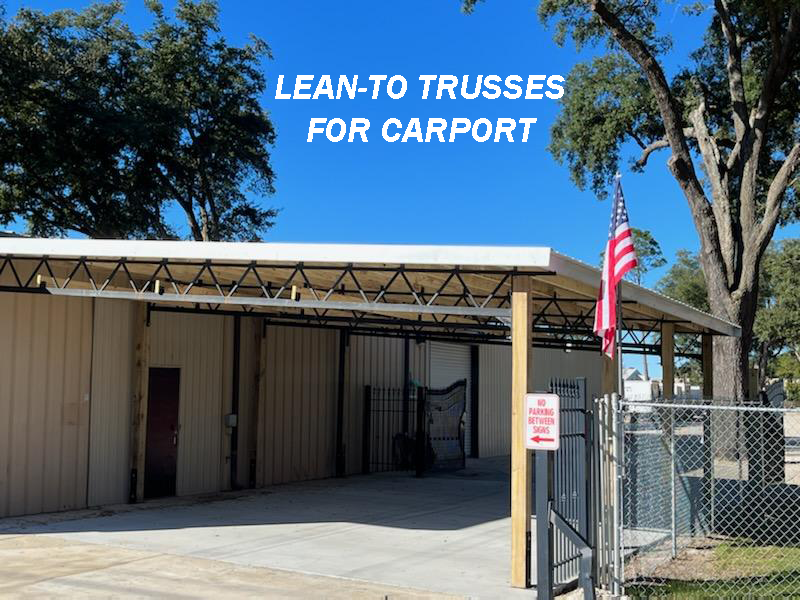 Steel Trusses - Metal Roof Trusses 1.5 inch X 1.5 inch Square Tube Steel Lean-To Trusses