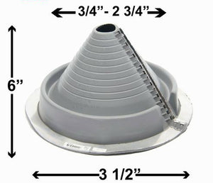PIPE BOOT - #1 SQUARE BASE GREY UNIVERSAL RETROFIT - 3/4" - 2-3/4" Blackwater Truss Systems
