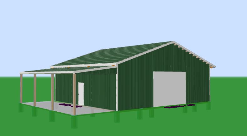 THE "VOLUSIA" - CUSTOMIZABLE 40' X 36' ENCLOSED POST-FRAME POLE BARN KIT BLACKWATER TRUSS SYSTEMS