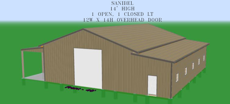THE "SANIBEL" - COMPLETE ENCLOSED POLE BARN KIT - 40' X 60' BLACKWATER TRUSS SYSTEMS
